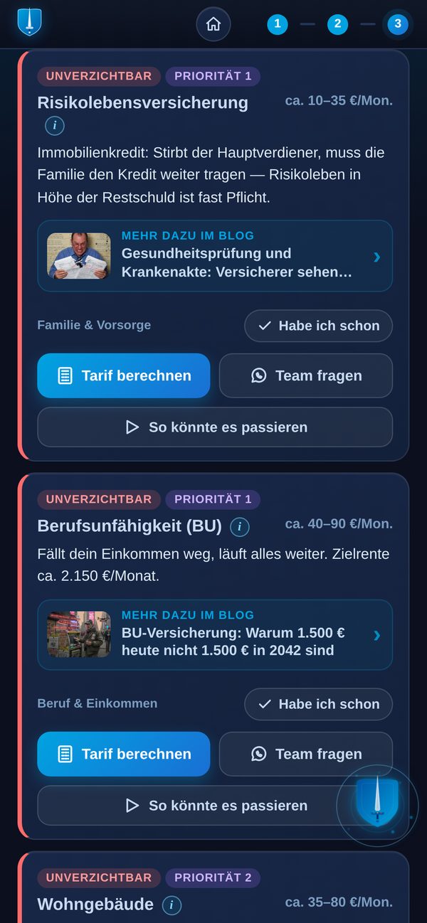 VERO Sim Auswertung auf dem Smartphone: Karte mit Habe ich schon