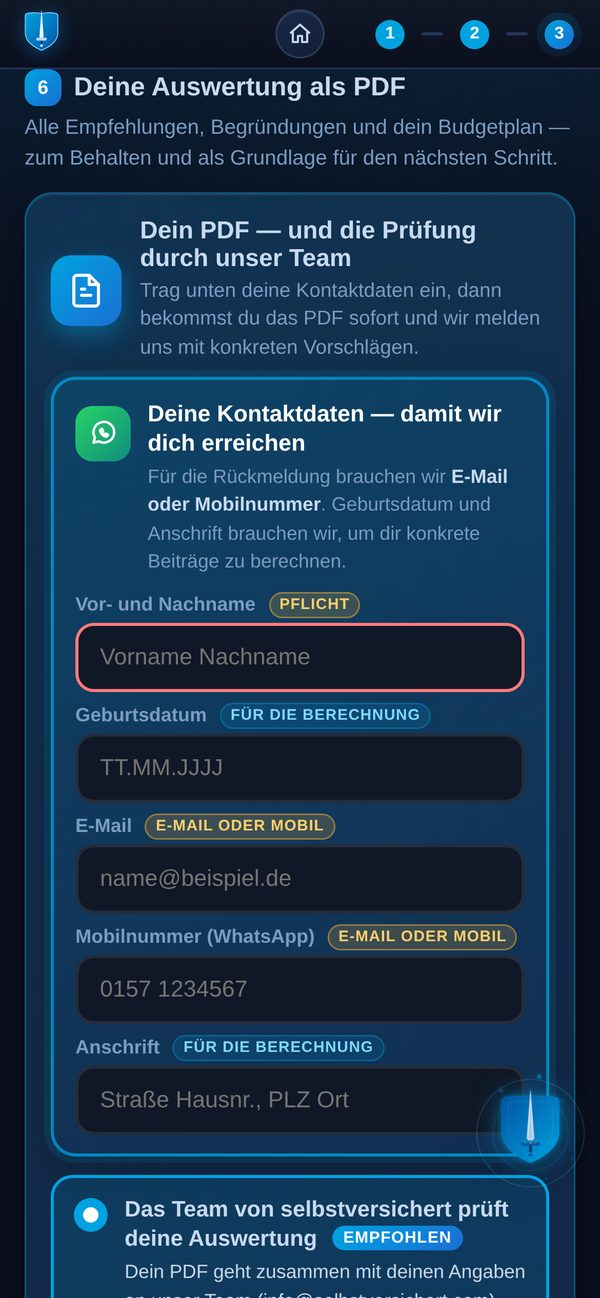 VERO Sim Auswertung auf dem Smartphone: PDF-Abschnitt