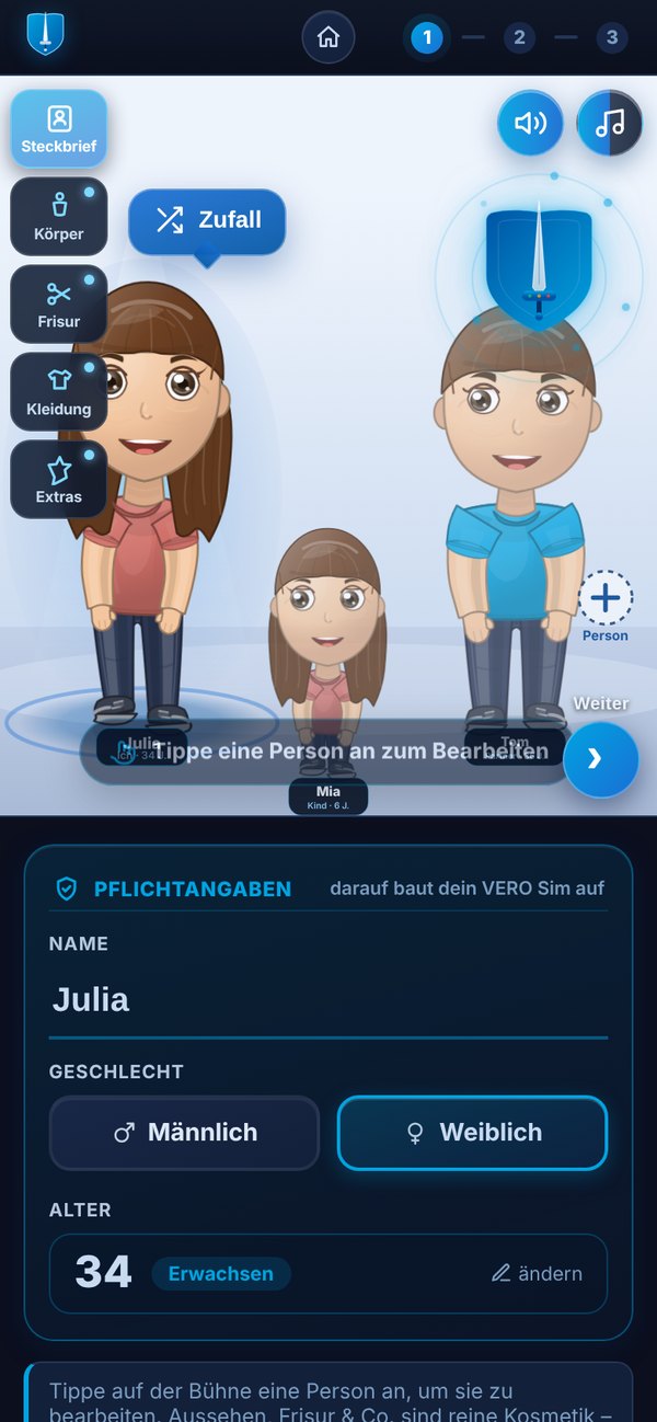 VERO Sim auf dem Smartphone: Phase 1, Familie bauen